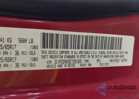 2014 Dodge Journey Se из США, поврежденный, VIN 3C4PDDAG5ET291031